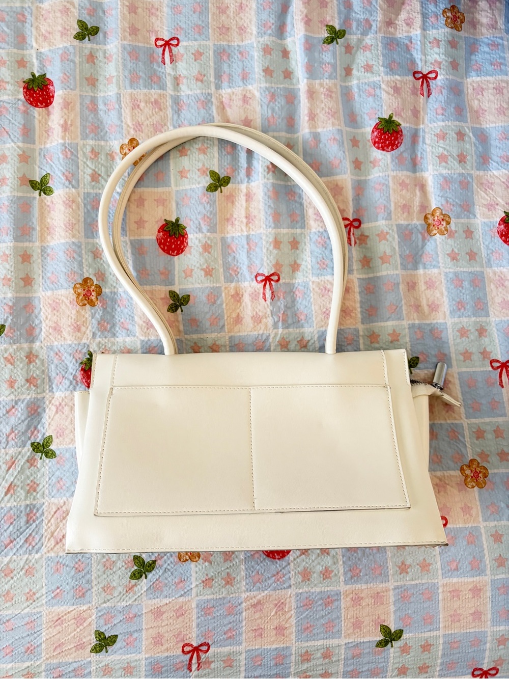 Madison West Cream Structured Shoulder Bag